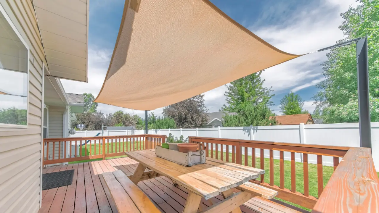 A deck with shade sail