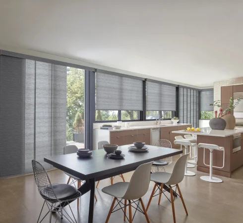 A modern kitchen with gray shades