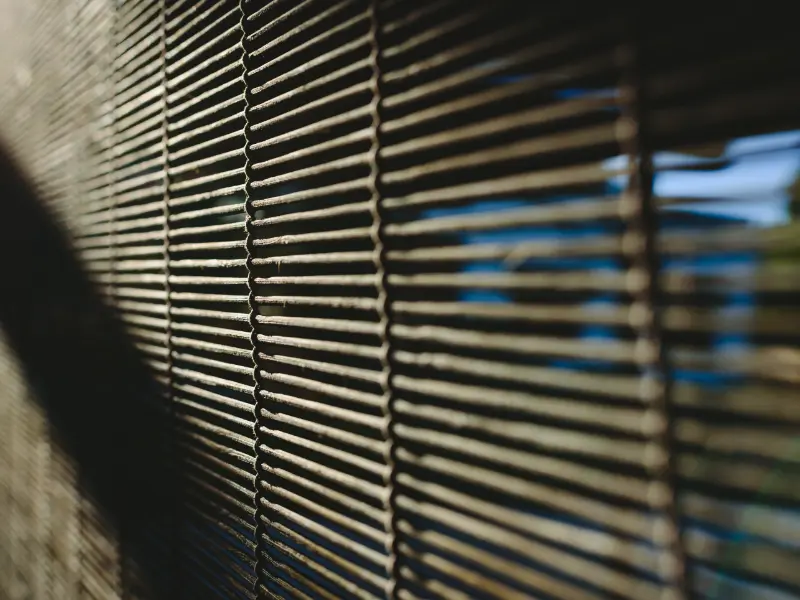 A closeup showing the natural texture of matchstick shades.