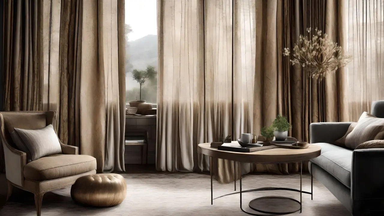 Layered curtains in a living room