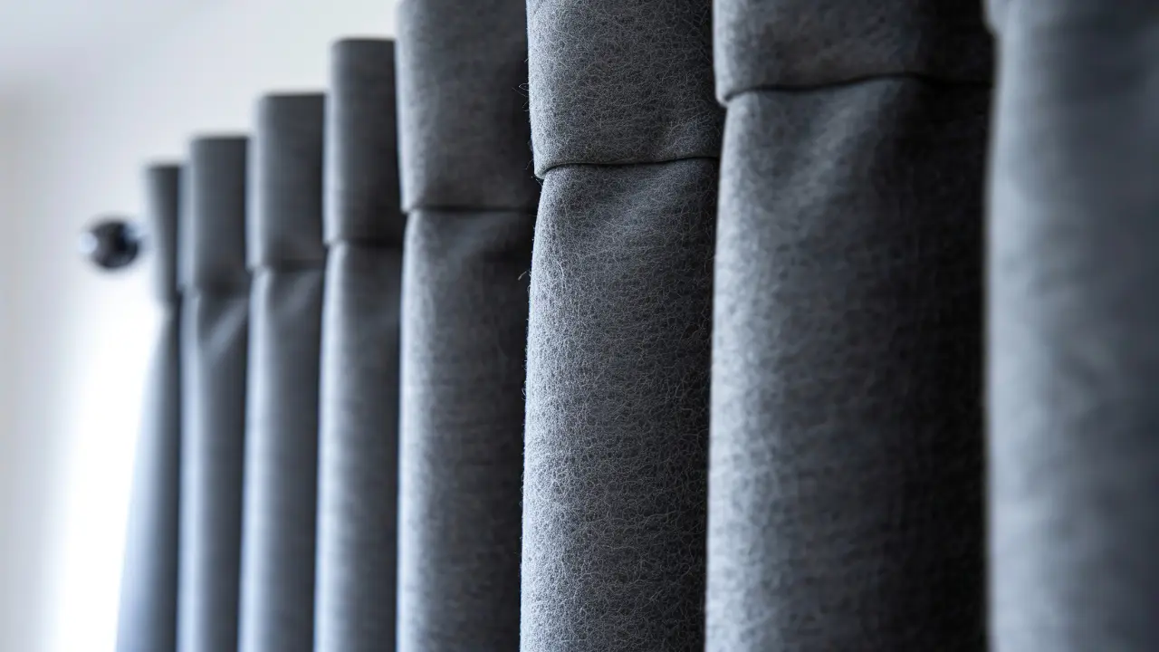 Close-up of sound-dampening curtains