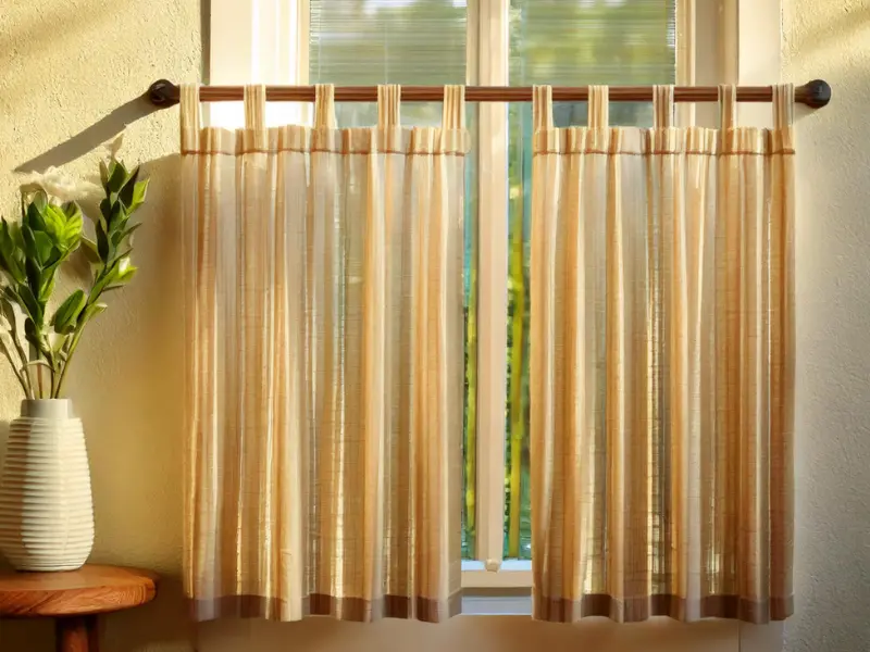 Lively red drapes in a modern living room.
